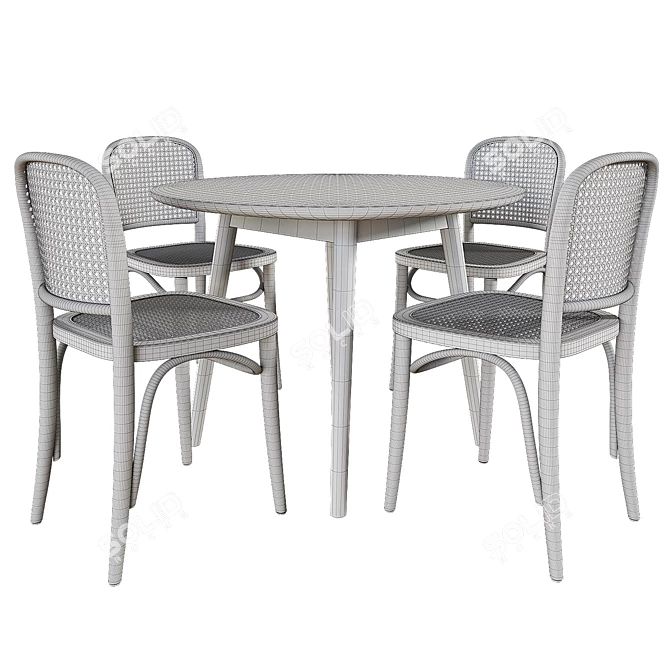 Round Dining Table and Chair Set 3D model image 2