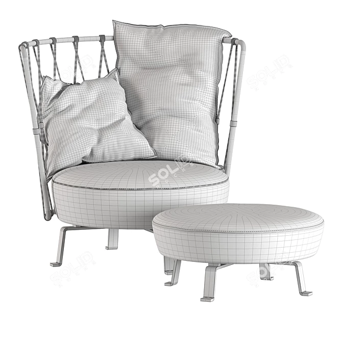 Baxter Pedro Chairs and Ottoman 3D model image 4