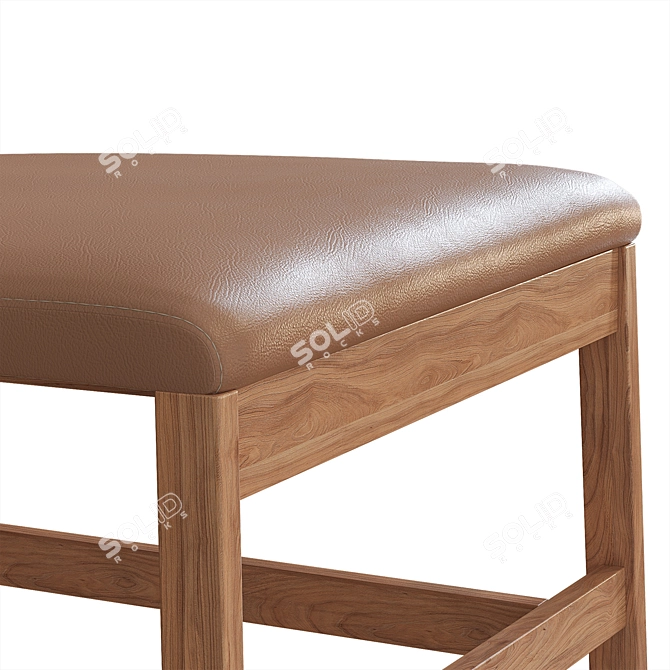 Modern Wood & Leather Dining Chair 3D model image 3