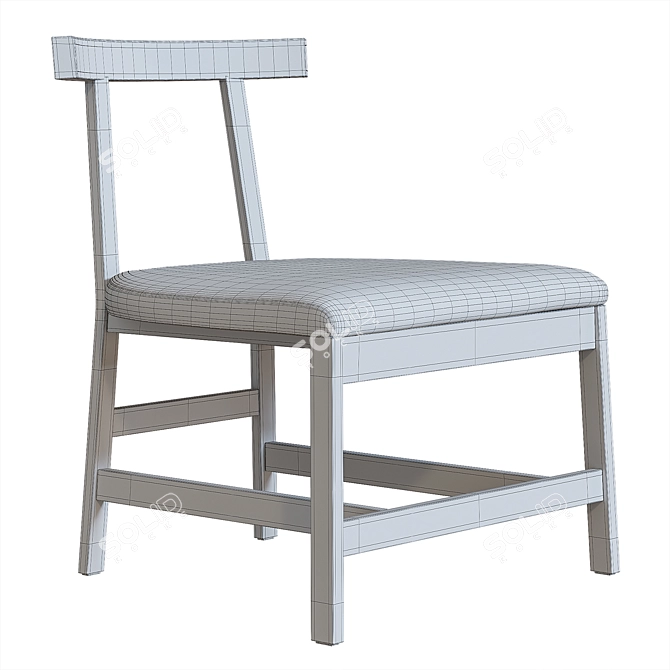 Modern Wood & Leather Dining Chair 3D model image 4