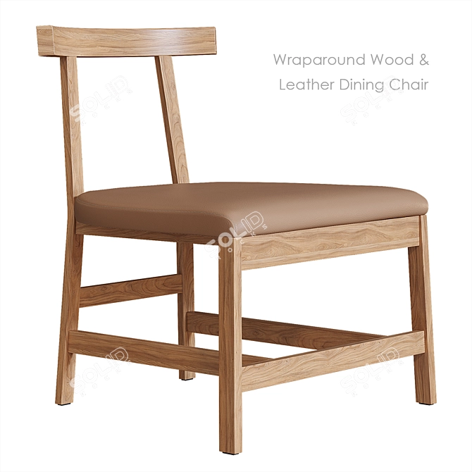 Modern Wood & Leather Dining Chair 3D model image 5