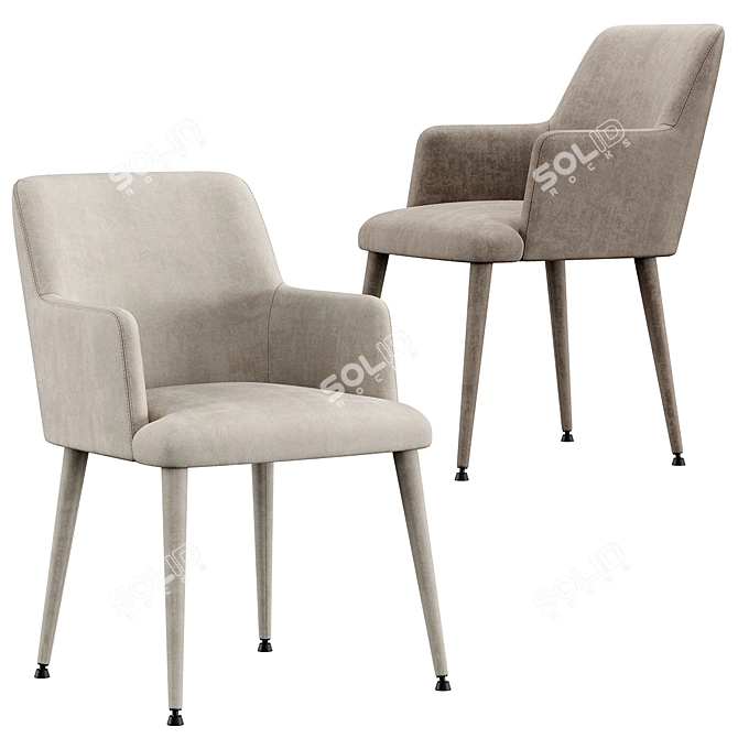 Walnut Extendable Dining Set 3D model image 2