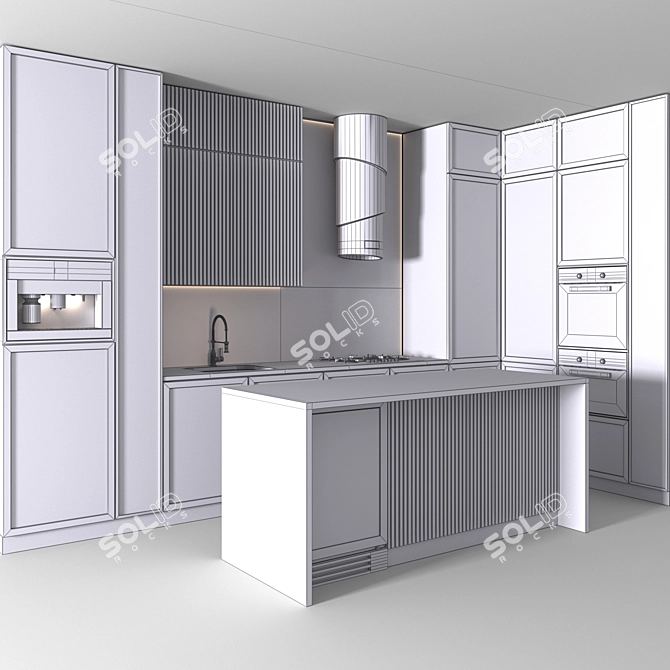 Corner Kitchen 39 NeoClassic with Premium Appliances 3D model image 5