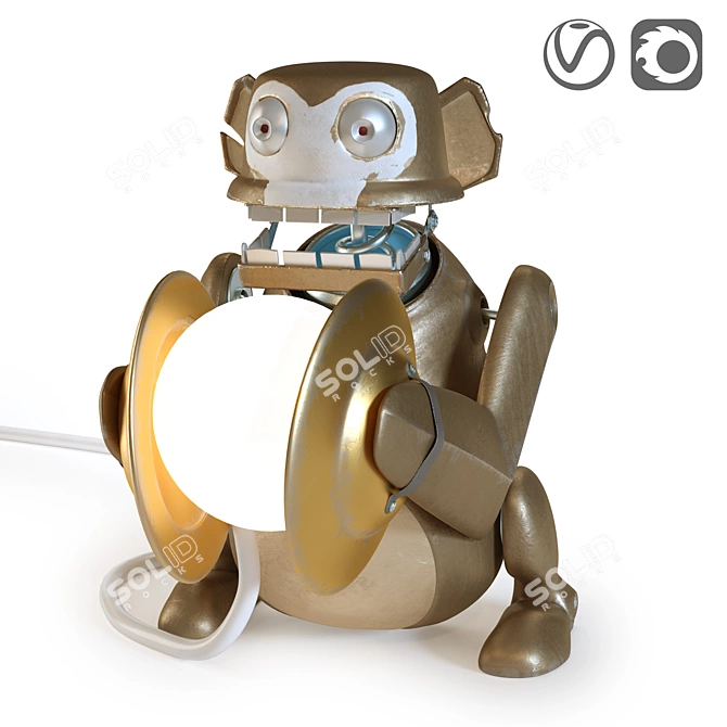 Monochrome Monkey Night Light 3D model image 1