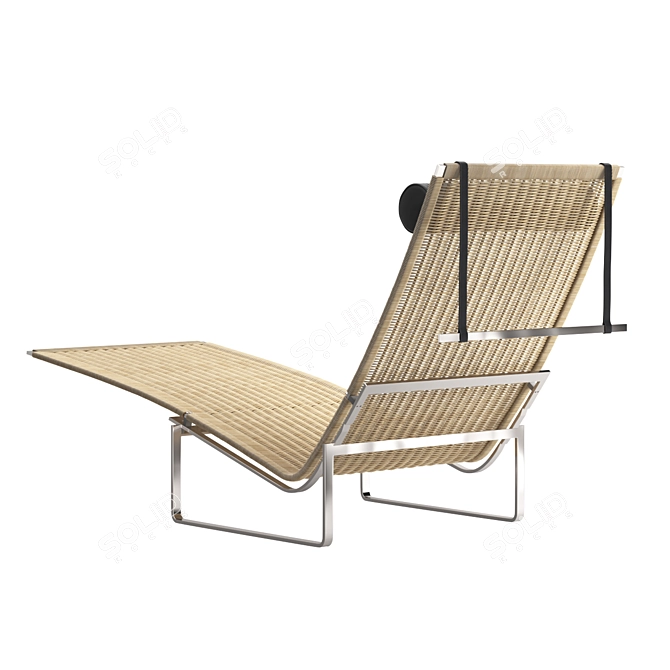 Vintage Boho Cane Lounge Chair 3D model image 4