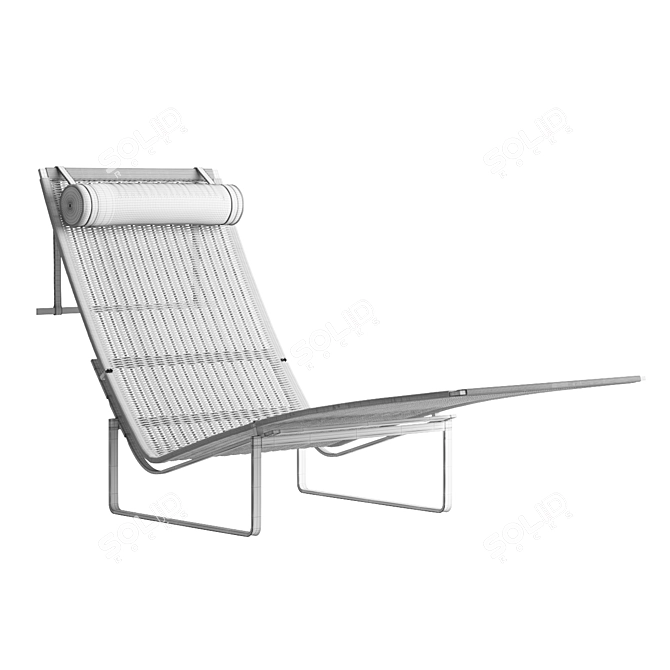 Vintage Boho Cane Lounge Chair 3D model image 6