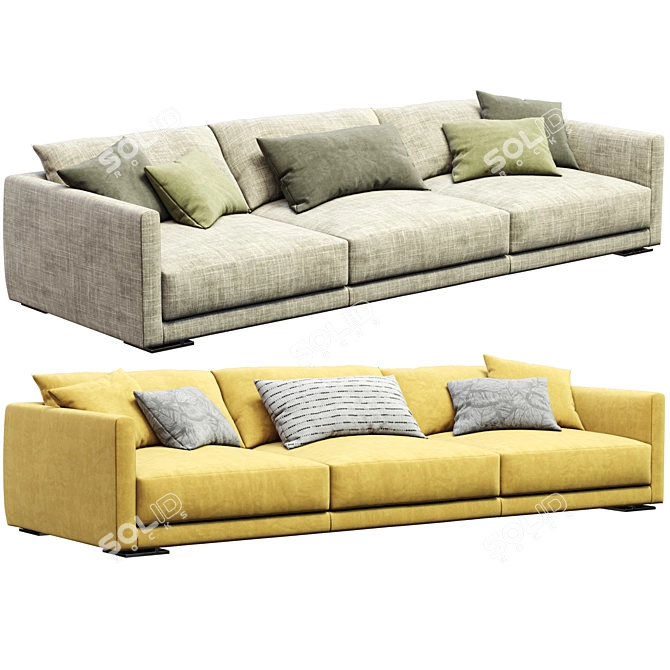 Modern Leather Sofa Bristol Design 3D model image 2