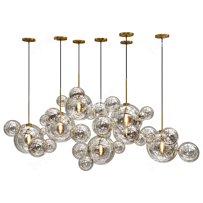 Soap Bubble Pendant Light 001: Modern Gold Design 3D model image 2