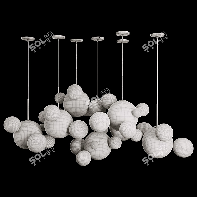 Soap Bubble Pendant Light 001: Modern Gold Design 3D model image 3