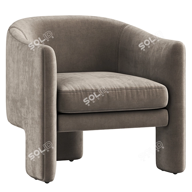 Contemporary Fairfax Armchair 3D Model 3D model image 2