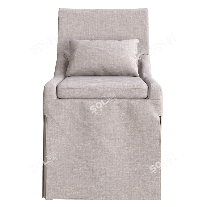 Realistic White Linen Armless Chair 3D model image 2