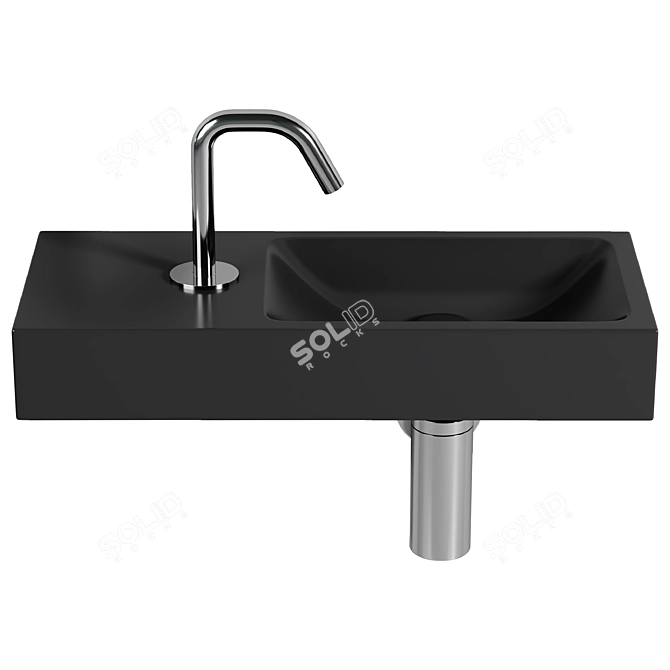 45cm Matte Black Ceramic Sink 3D model image 1