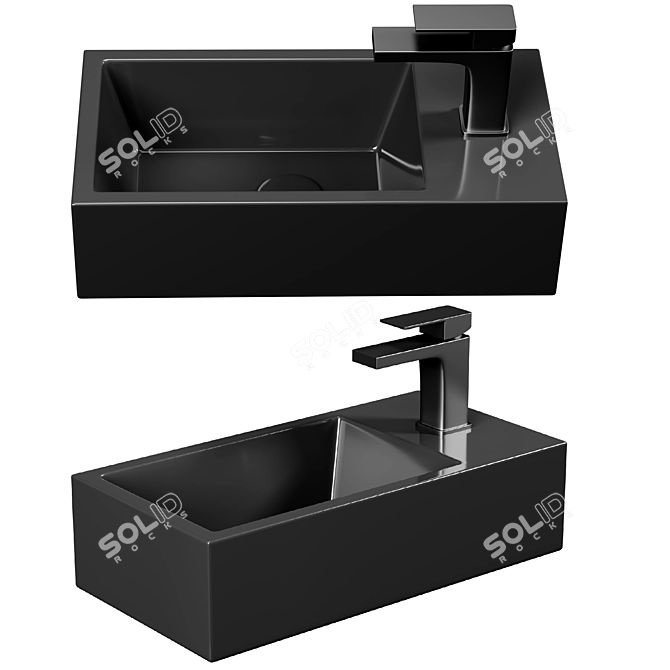 PATE Ceramic Corner Wash Basin 3D model image 1