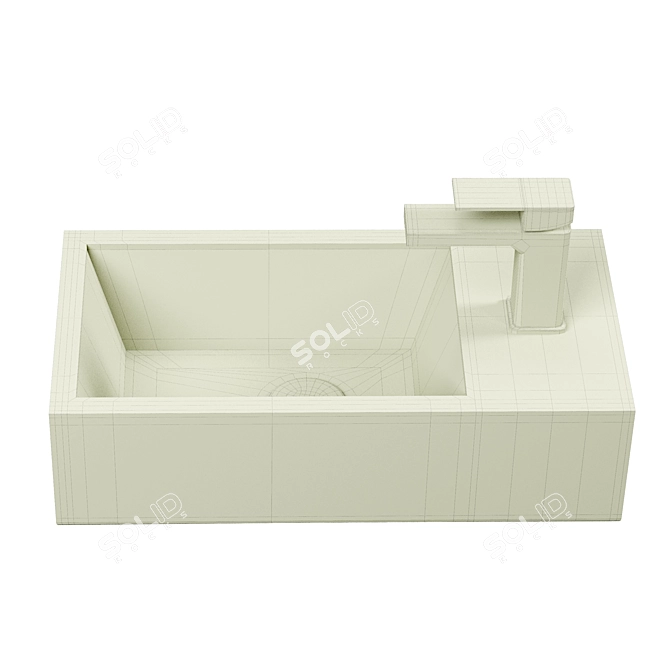 PATE Ceramic Corner Wash Basin 3D model image 2