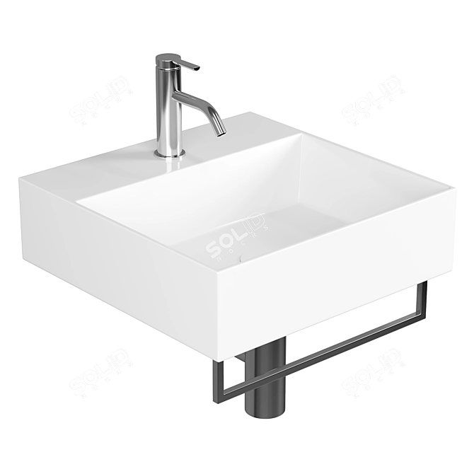 Malvina Ceramic Square Washbasin 3D model image 1