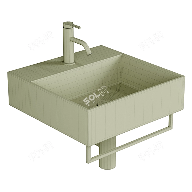 Malvina Ceramic Square Washbasin 3D model image 2