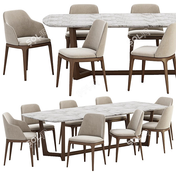 Grace Chair Concorde Table Set 3D model image 1