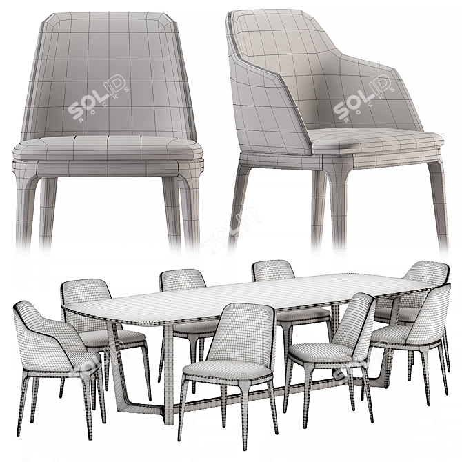 Grace Chair Concorde Table Set 3D model image 3