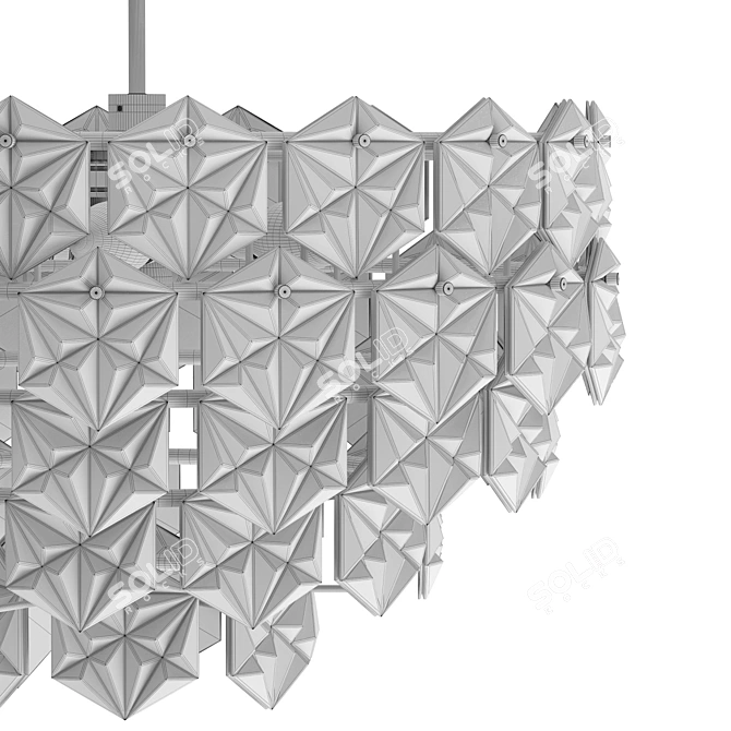 Vintage Crystal Chandelier Hexagonal Germany 3D model image 5