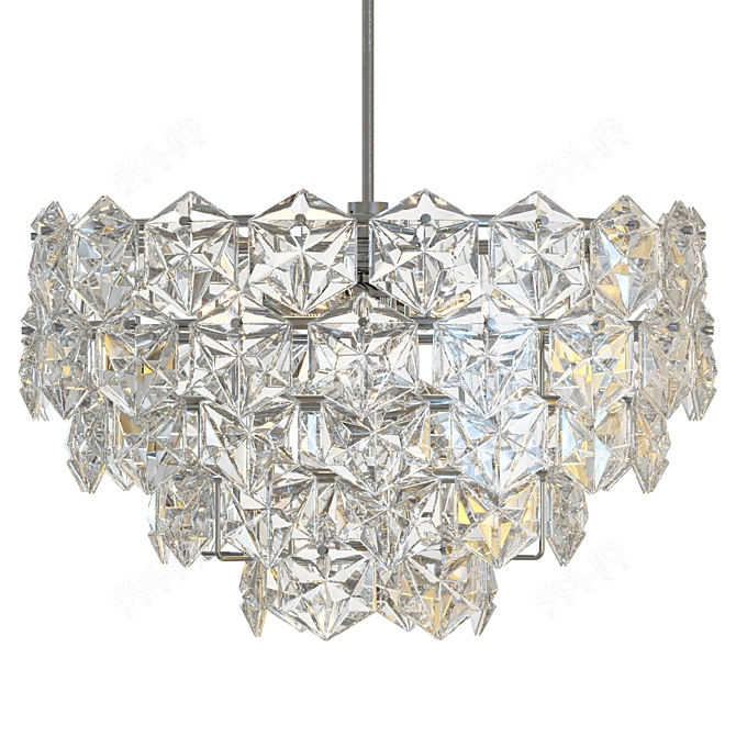 Vintage Crystal Chandelier Hexagonal Germany 3D model image 6