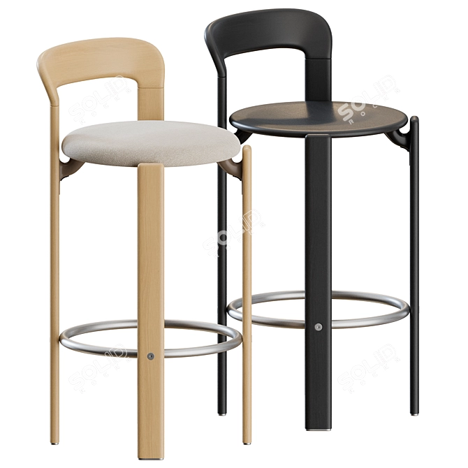 Modern Bar Stool Set, 3D 3D model image 1