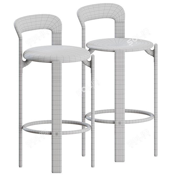 Modern Bar Stool Set, 3D 3D model image 2