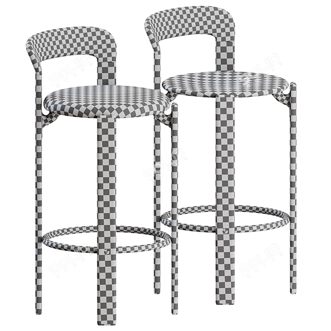 Modern Bar Stool Set, 3D 3D model image 3