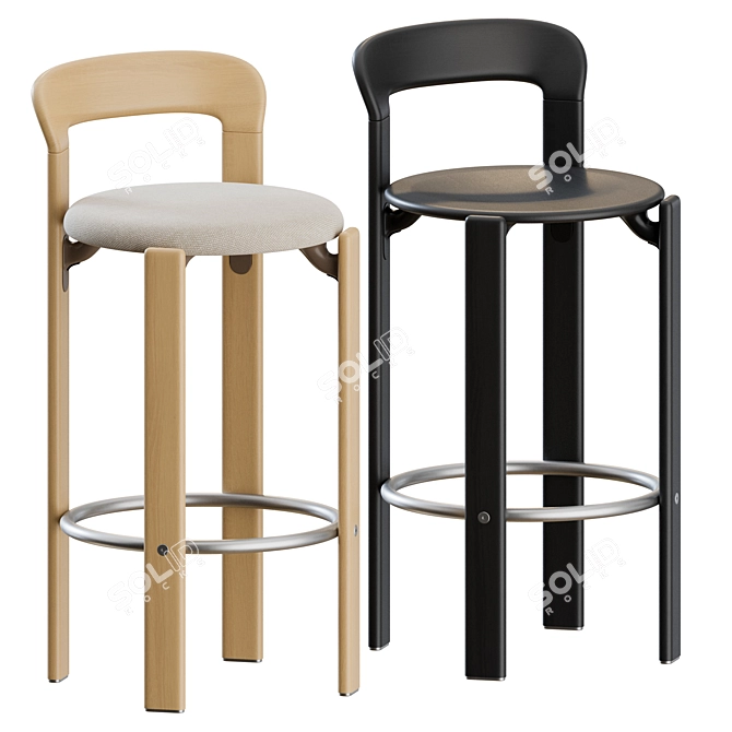 Modern Bar Stool Set, 3D 3D model image 4