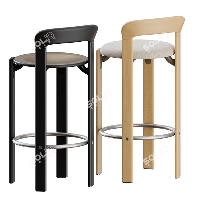 Modern Bar Stool Set, 3D 3D model image 5