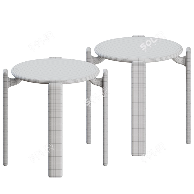 Sleek Rey Stool set 2 3D model image 3