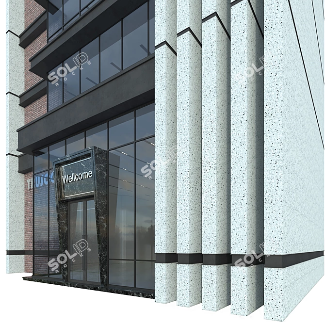 Detailed Modern Office Building Model 3D model image 4