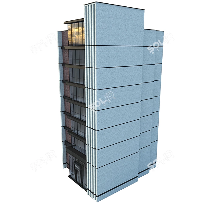 Detailed Modern Office Building Model 3D model image 6