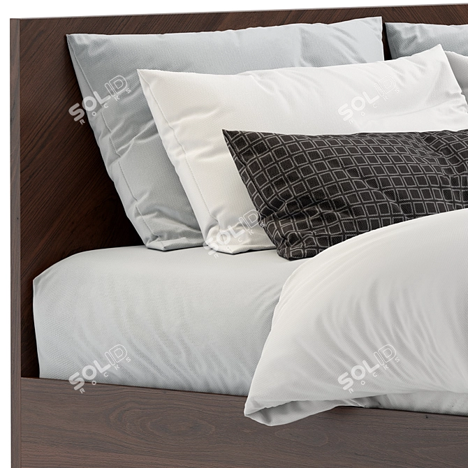 Elegant Walnut Queen Bed 3D model image 4