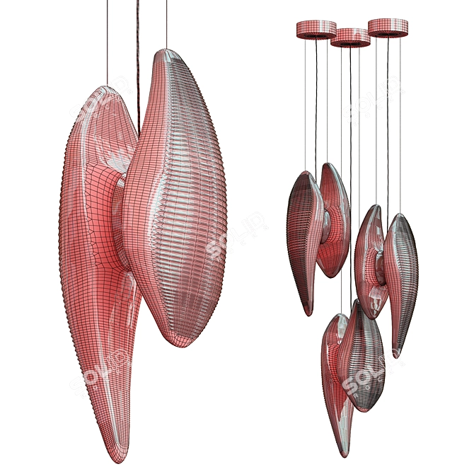 Elegant Duna Pendant Light 3D model image 3