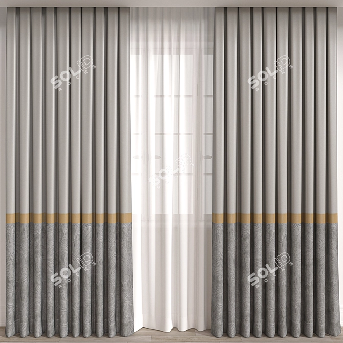 Modern Curtain Design 3D Model 3D model image 1