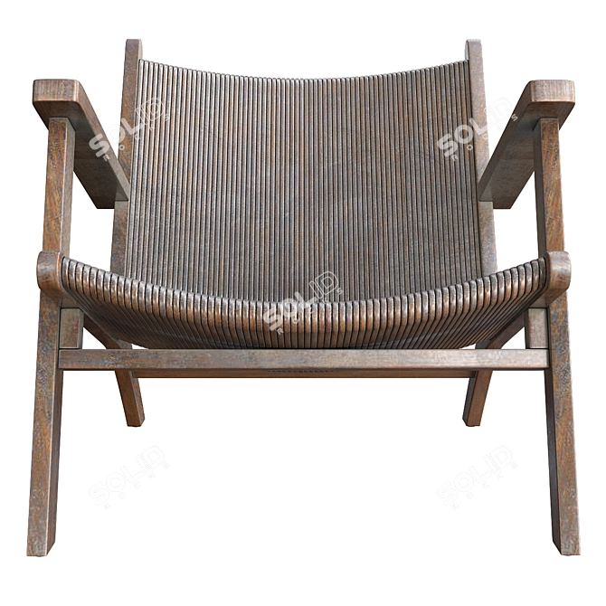 Rattan Accent Chair 3D Model 3D model image 2