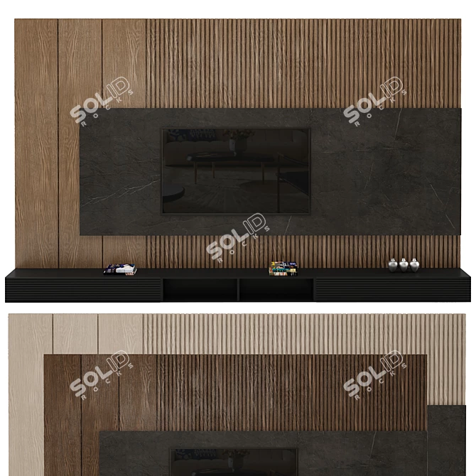 Modern TV Wall Shelf Design 3D model image 1