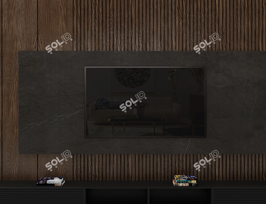 Modern TV Wall Shelf Design 3D model image 4