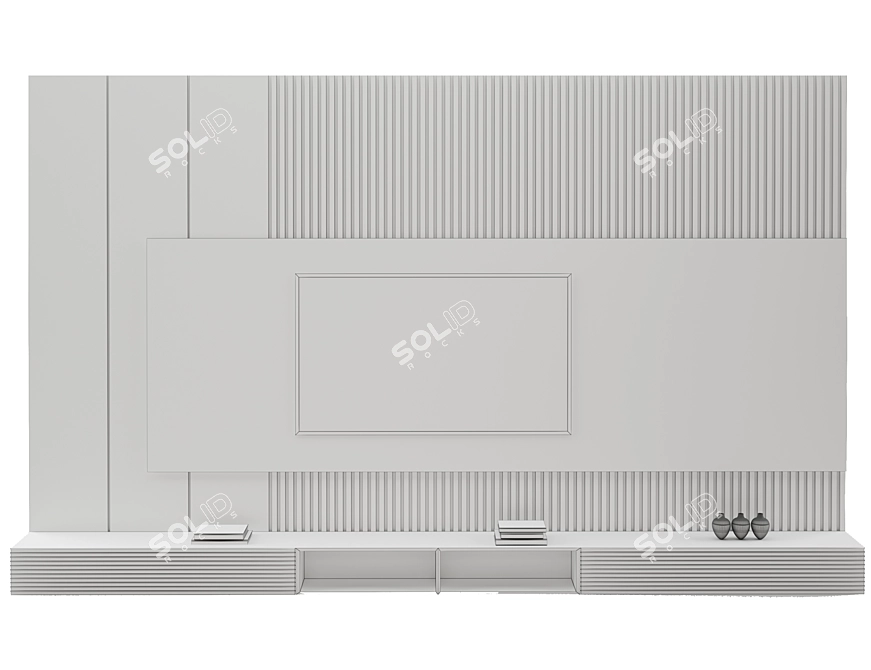 Modern TV Wall Shelf Design 3D model image 7