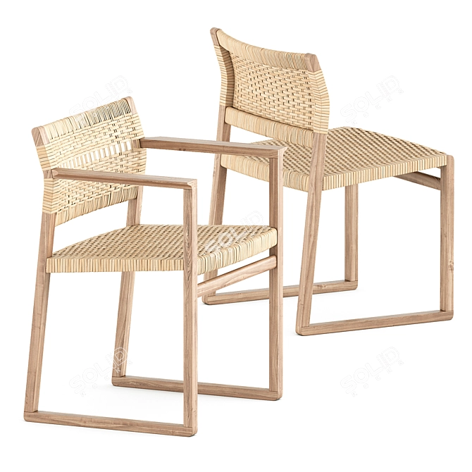 Fredericia Cane Wicker Chair Collection 3D model image 1