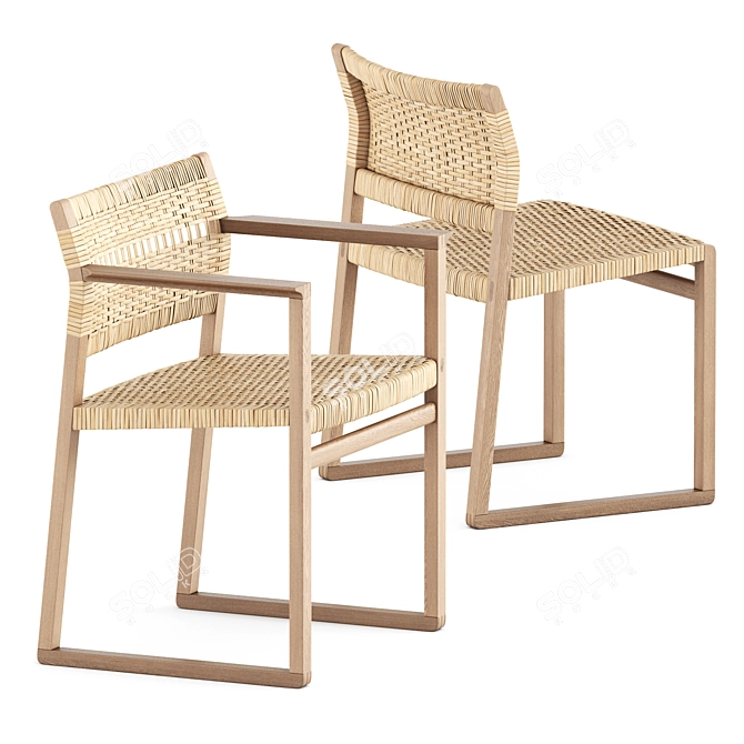 Fredericia Cane Wicker Chair Collection 3D model image 6