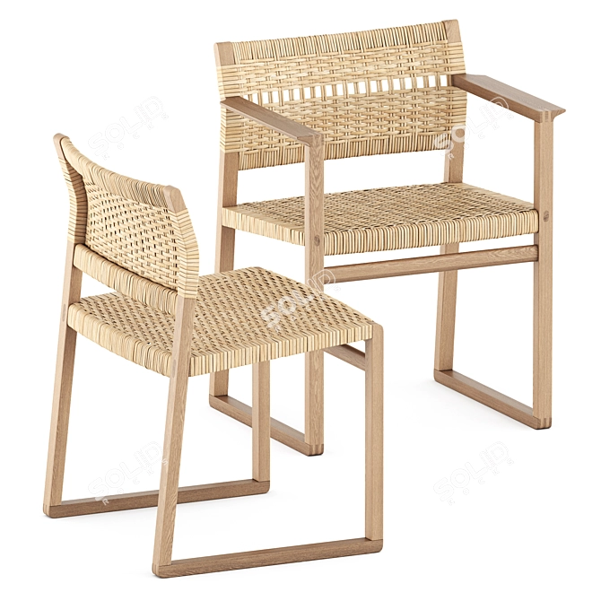 Fredericia Cane Wicker Chair Collection 3D model image 7