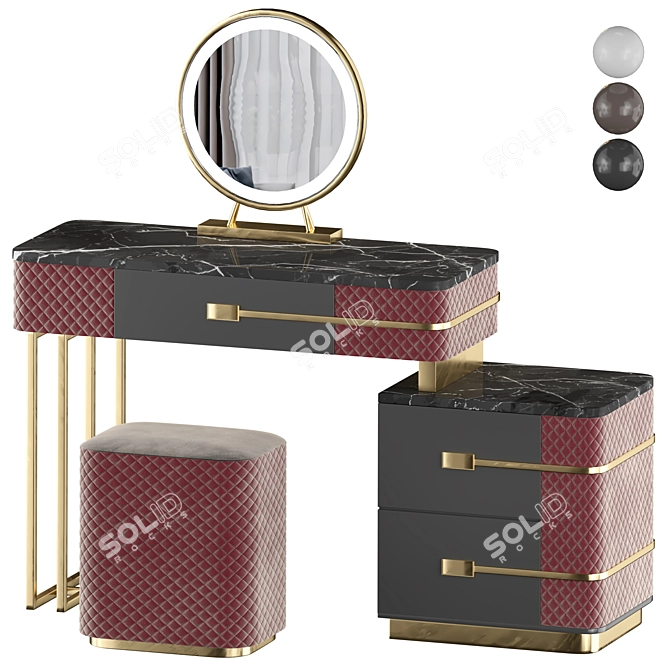 Elegant Colette Vanity Set 3D model image 1