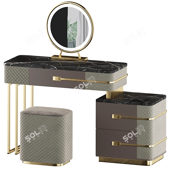 Elegant Colette Vanity Set 3D model image 2