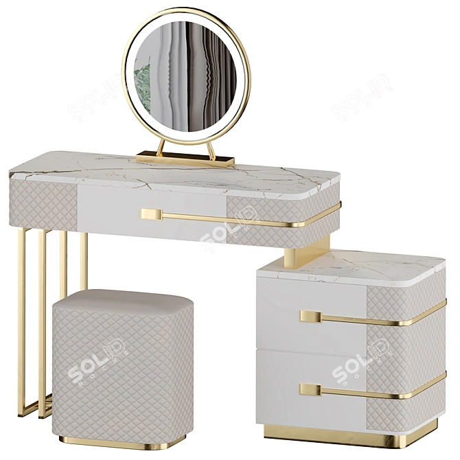 Elegant Colette Vanity Set 3D model image 3