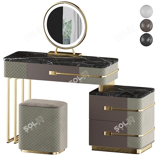 Elegant Colette Vanity Set 3D model image 5