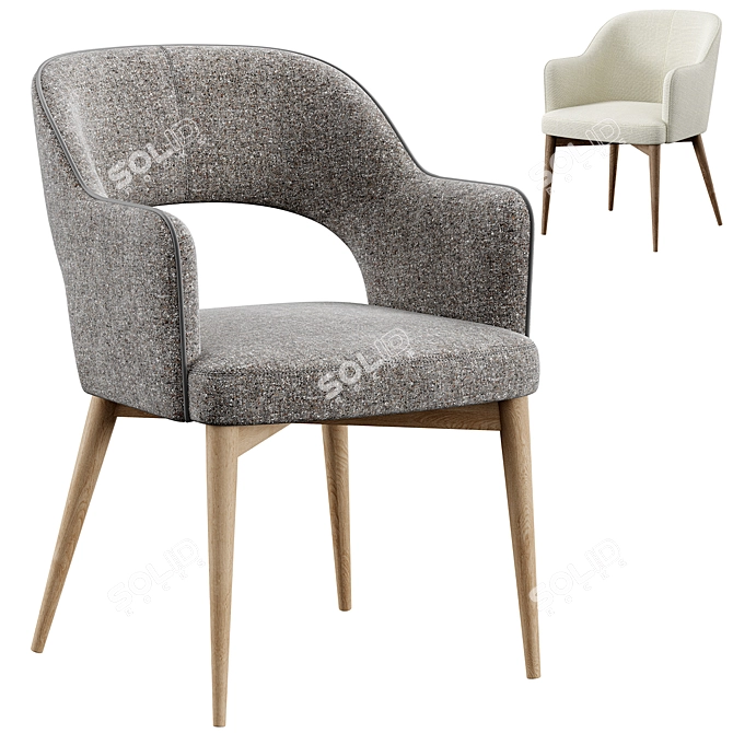 Modern Grey Steel Chair 3D model image 1