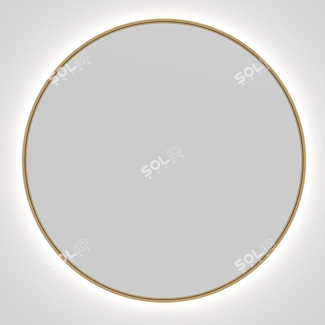 Elegance Illuminated Round Brass Mirror 3D model image 1