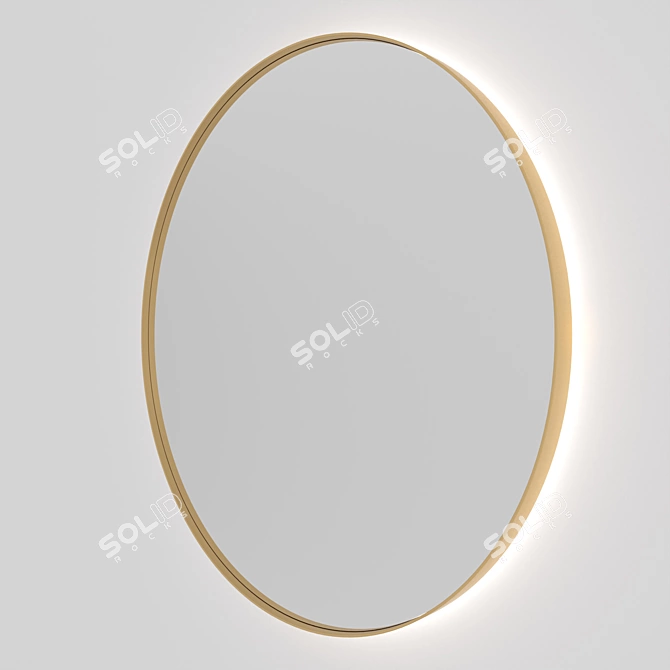 Elegance Illuminated Round Brass Mirror 3D model image 2