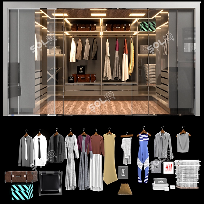 Deco Storage Wardrobe Kit 3D model image 3